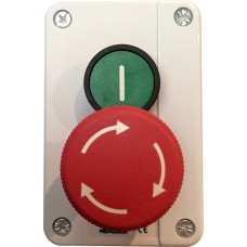 Green Push button and Emergency Twist Button - Grey Enclosure - IP65